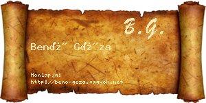 Benő Géza névjegykártya