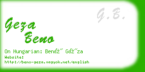 geza beno business card